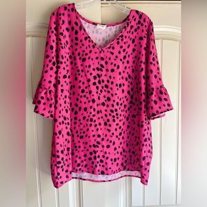 Boutique hot pink Dalmatian print top